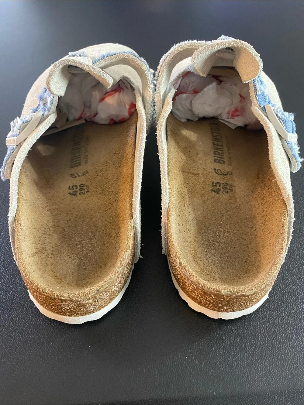 Birkenstock x Stussy Boston Clogs Men’s 45 12 Limited Ed Off White & Denim
